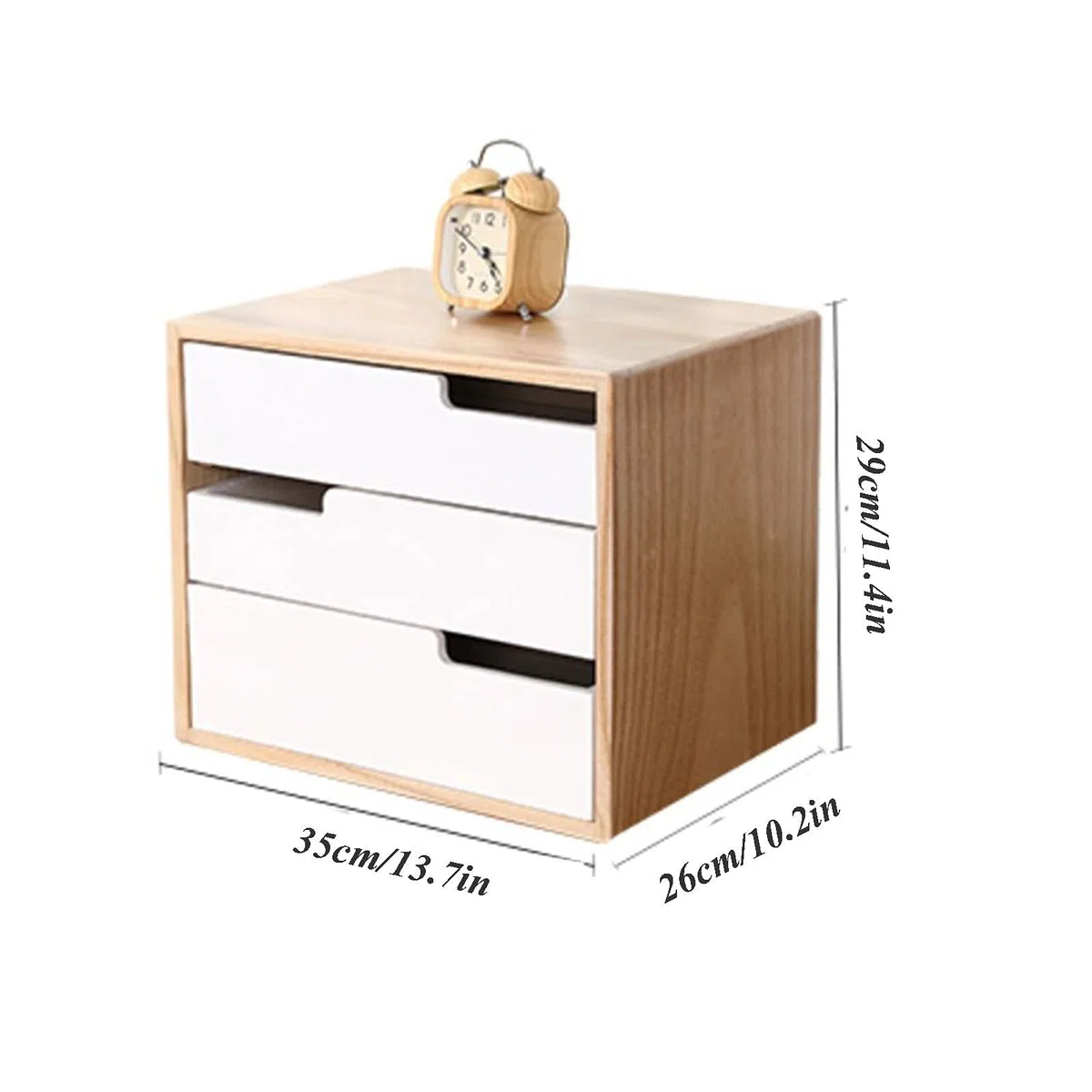 Archivador de escritorio - Caja de almacenamiento de madera maciza - Organizador de escritorio, Caja de almacenamiento de varios cajones, Unidad de almacenamiento de archivador de oficina de madera, A