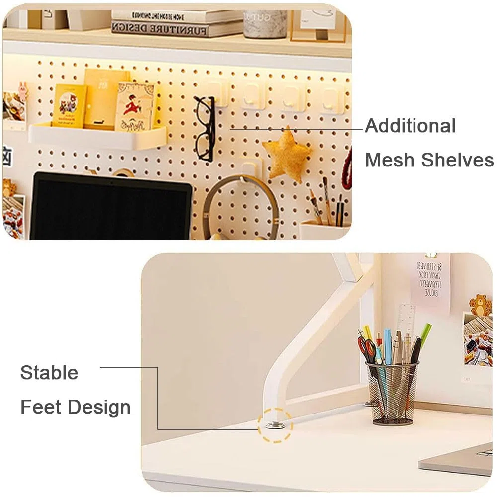 Organizador de escritorio grande de madera y metal de 2 niveles para muebles de oficina, 110 x 66 x 25 cm
