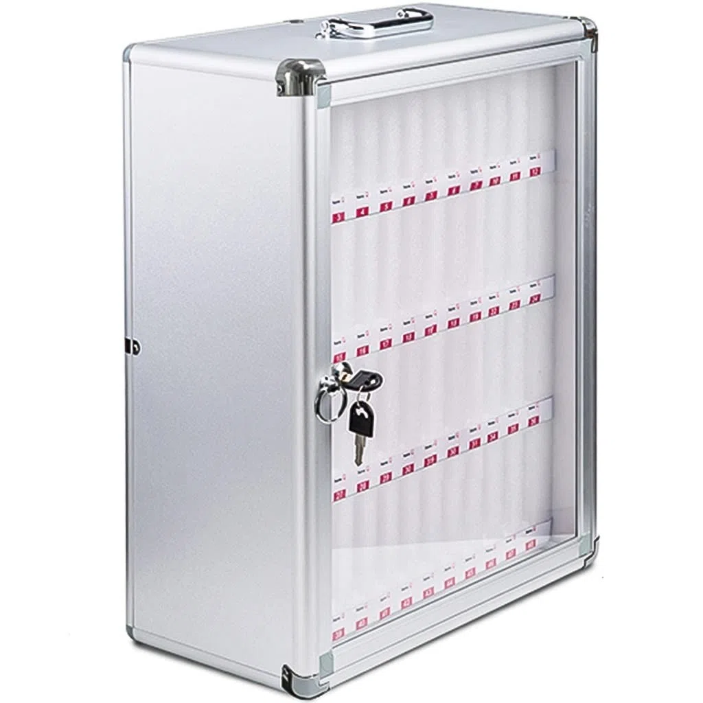 Caja de Seguridad para teléfono con asa. Armario de Pared para Oficina/Aula. Solución de Seguridad con Cerradura y diseño Elegante. Modelo 48.