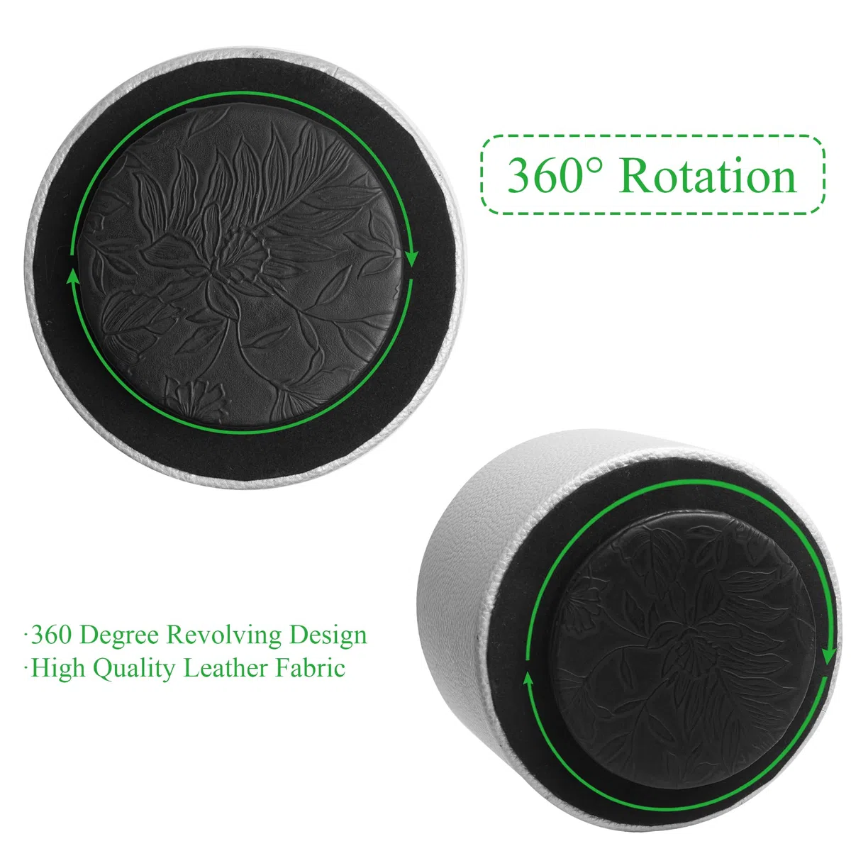 Organizador redondo de cuero para suministros de arte, soporte para control remoto, giro de 360 grados, soporte multifuncional para lápices, organizador de escritorio de 4 compartimentos (1