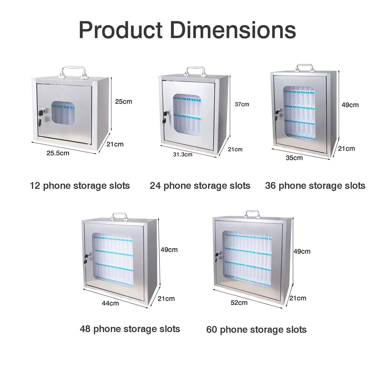 Armario para Guardar teléfonos móviles, Soporte de Pared/sobremesa, con Cerradura y manija de Seguridad, Puertas Transparentes para un fácil Acceso.