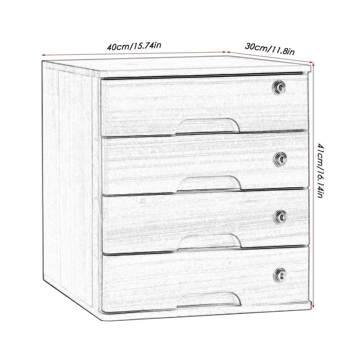 Organizadores de archivadores de Escritorio - Caja de Almacenamiento de Escritorio de Madera con cajones con Cerradura - Caja de Almacenamiento de Escritorio con cajones, gabinete de almacen