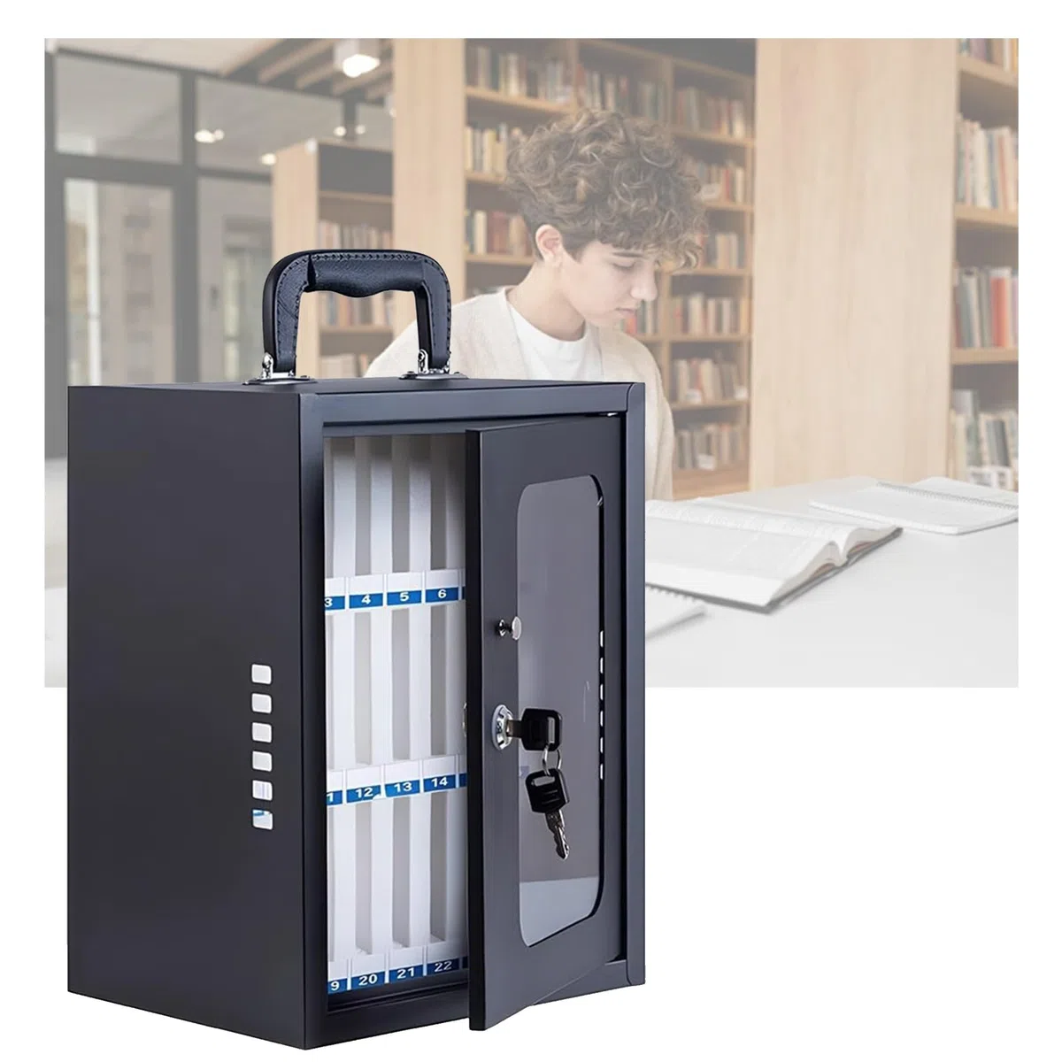 Caja de Almacenamiento para teléfonos móviles de Acero Inoxidable para Montaje en Pared, 24 Ranuras, solución Segura para el Aula, Soporte para teléfonos móviles de Estudiantes.