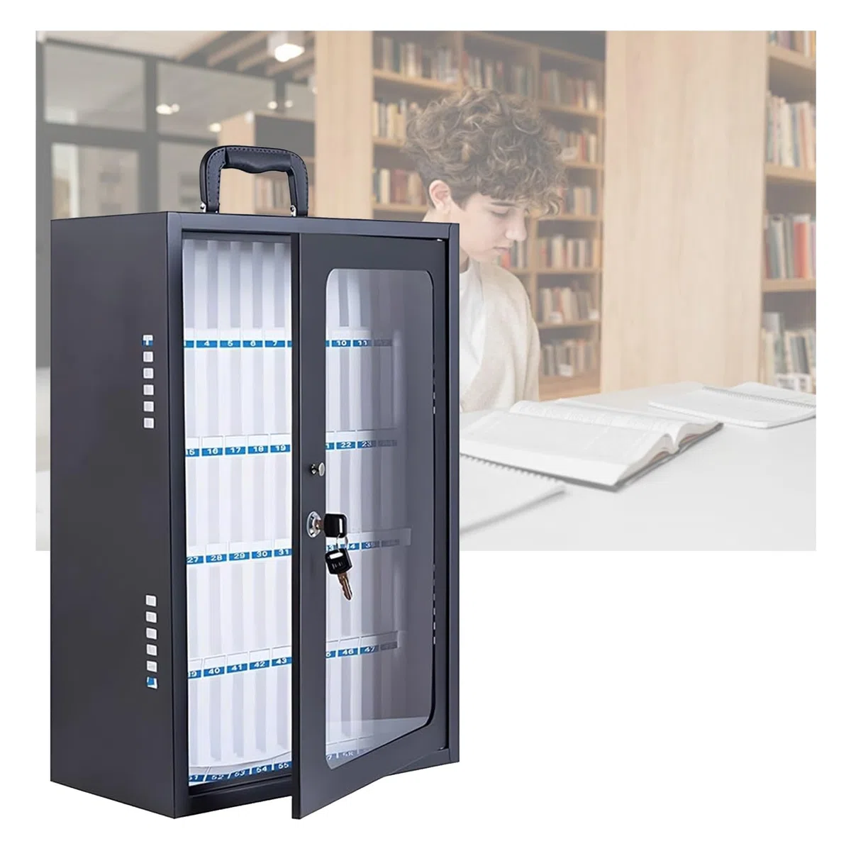 Caja de Almacenamiento para teléfonos celulares de Acero Inoxidable para Montaje en Pared, 60 Ranuras, solución Segura para aulas, Soporte para teléfonos celulares de Estudiantes, gabinete d
