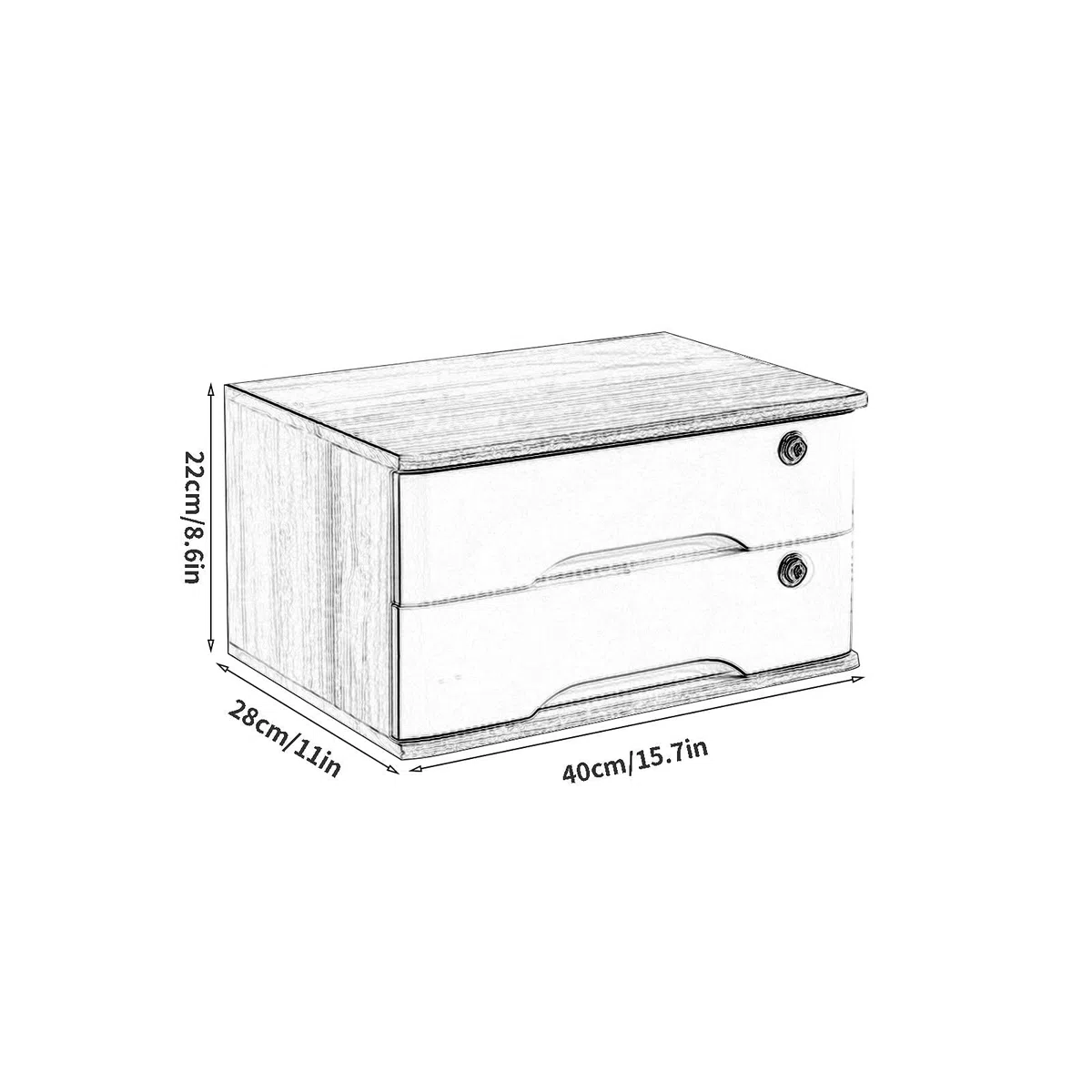 Caja De Almacenamiento De Madera Maciza: Archivador Plano A4 Con Cerradura, Gabinete De Almacenamiento Con Cajones De Escritorio, Caja De Almacenamiento De Madera, Organizadores De Escritorio Con Ce