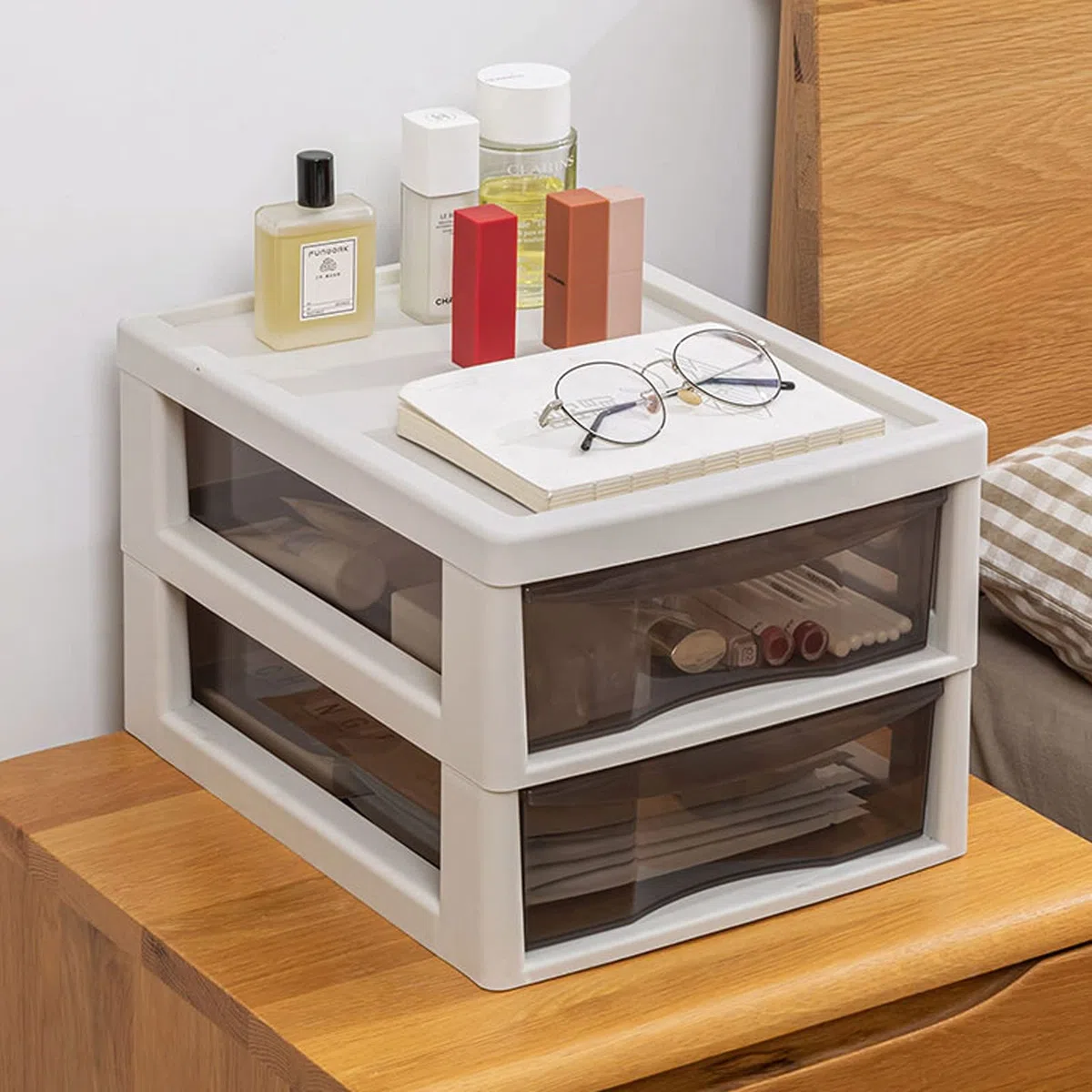 Caja de almacenaje Office Desk Organizer Plástico Desktop File Box de almacenamiento de 3 niveles Durables cajones Organizador Contenedores para la oficina de la escuela doméstica Caja de almacenamien
