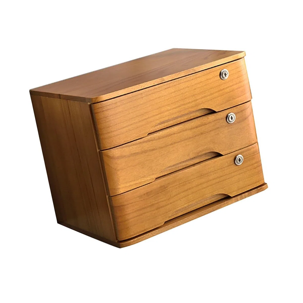 Caja de almacenamiento de madera maciza, archivador plano, caja de almacenamiento de escritorio de madera con cajones con cerradura, suministros de oficina A4/organizador de archivos de recibos ( Size