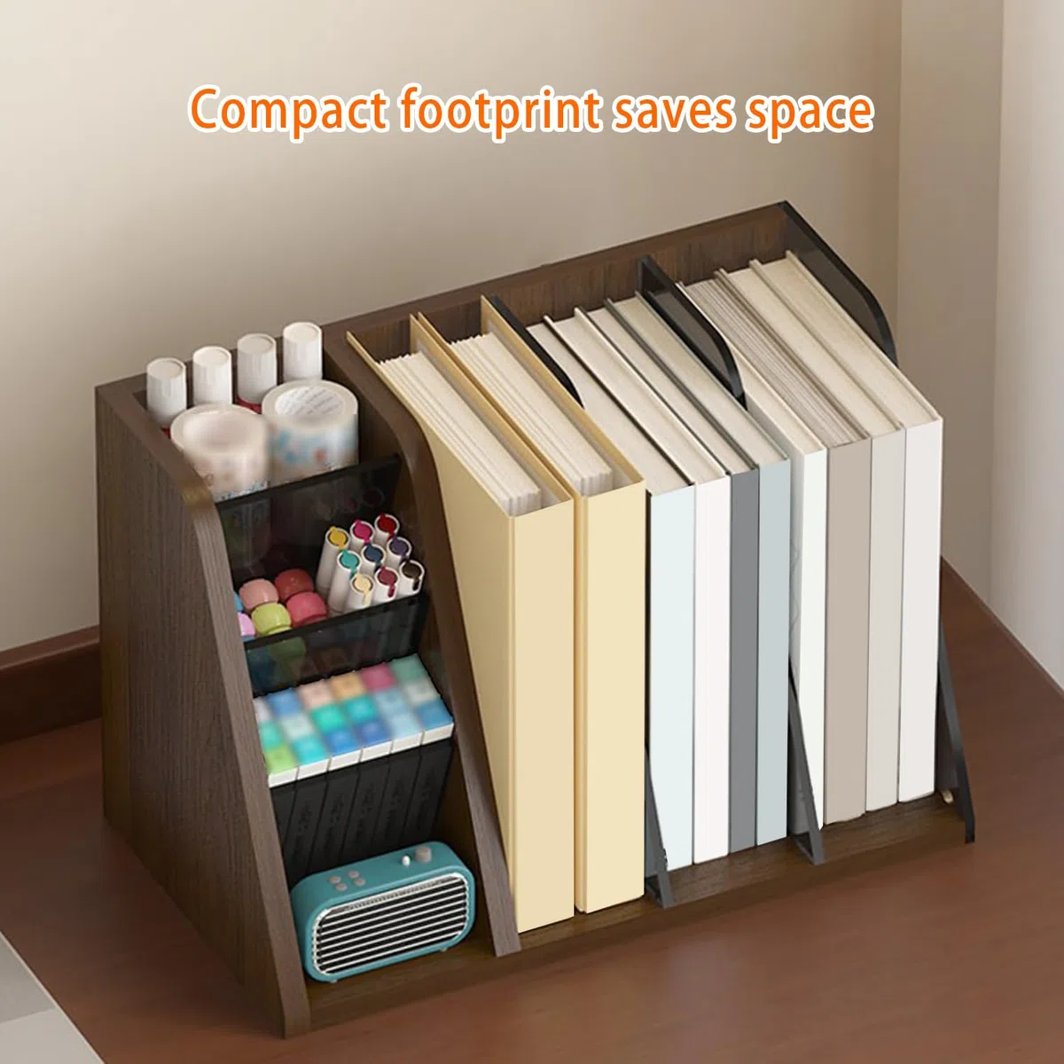 Revistero Y Organizador De Escritorio De Madera,Mueble De Almacenamiento Para Escritorio,Organizador De Escritorio Con Tres Compartimentos Verticales Para Revistas,Walnut b,34x19x23cm