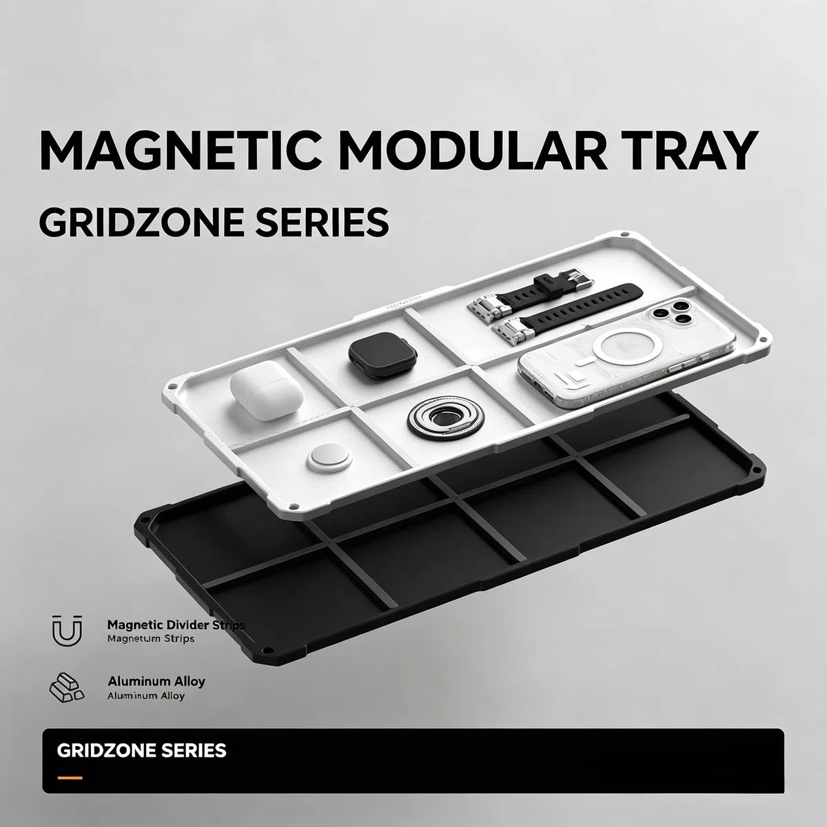 Organizador de escritorio magnético modular, bandeja multiusos para EDC