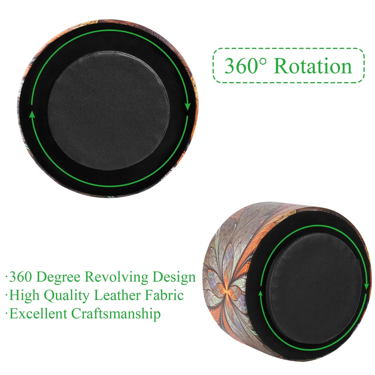 lizimandu Organizador redondo de cuero para suministros de arte, soporte para control remoto, rotación de 360 grados, soporte multifuncional para lápices, organizador de escritorio de 4 compartimentos