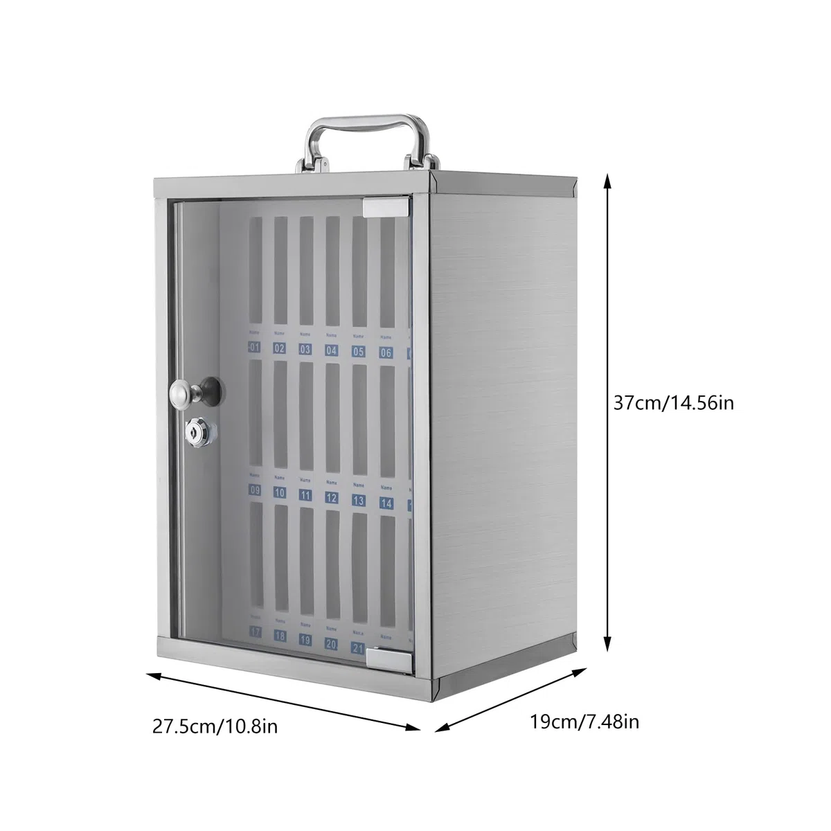 Casillero de Acero Inoxidable de 24 Ranuras para teléfonos móviles - Armario de Almacenamiento Seguro Independiente y de Pared para Dispositivos portátiles en el Aula, Acabado Plateado