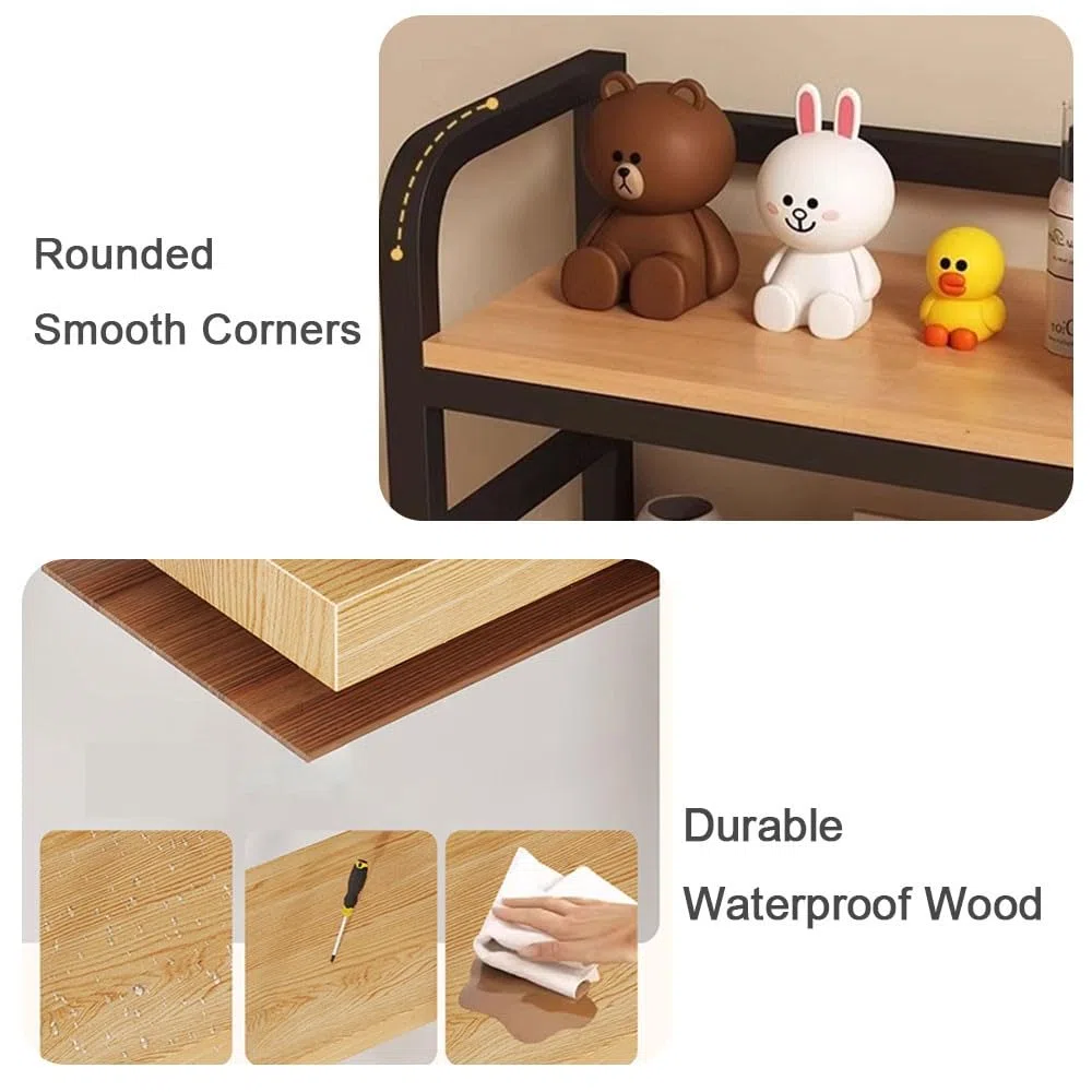 Organizador de escritorio grande de madera y metal de 2 niveles para muebles de oficina, 110 x 66 x 25 cm