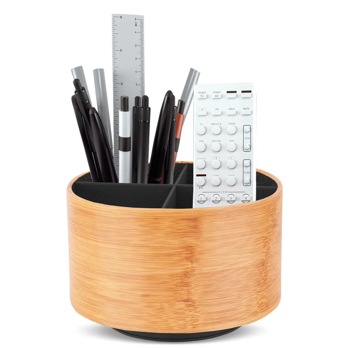 Organizador De Escritorio Giratorio 360, Multifuncional Giratorio para Bolígrafos, Organizador Estacionario de Escritorio de 4 Compartimentos, Portalápices Caja de Almacenaje(1-Beige)