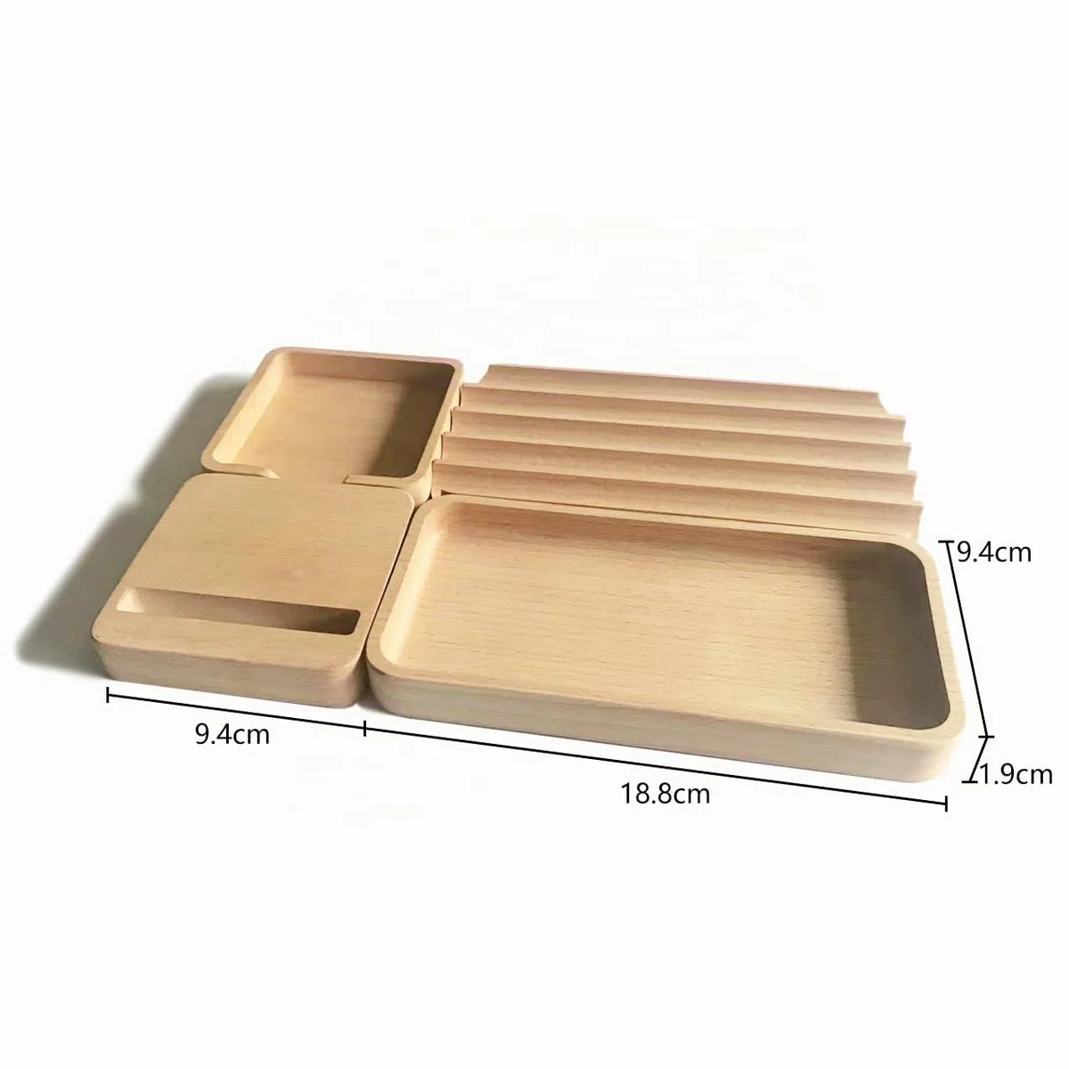 Puzzle Organizador Escritorio Madera Portalápices Vaciabolsillos | Modular de Madera juego de 4: Organizador versátil para oficina & escritorio, ideal para bolígrafos, móvil, notas, papelería.