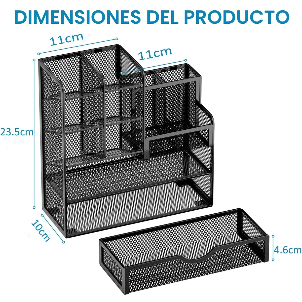 Marbrasse Organizador de Escritorio,Malla Organizador Estacionario,Soporte Multifuncional para Bolígrafos,Almacenamiento de Escritorio y Cajón para Oficina Casa(Negro)