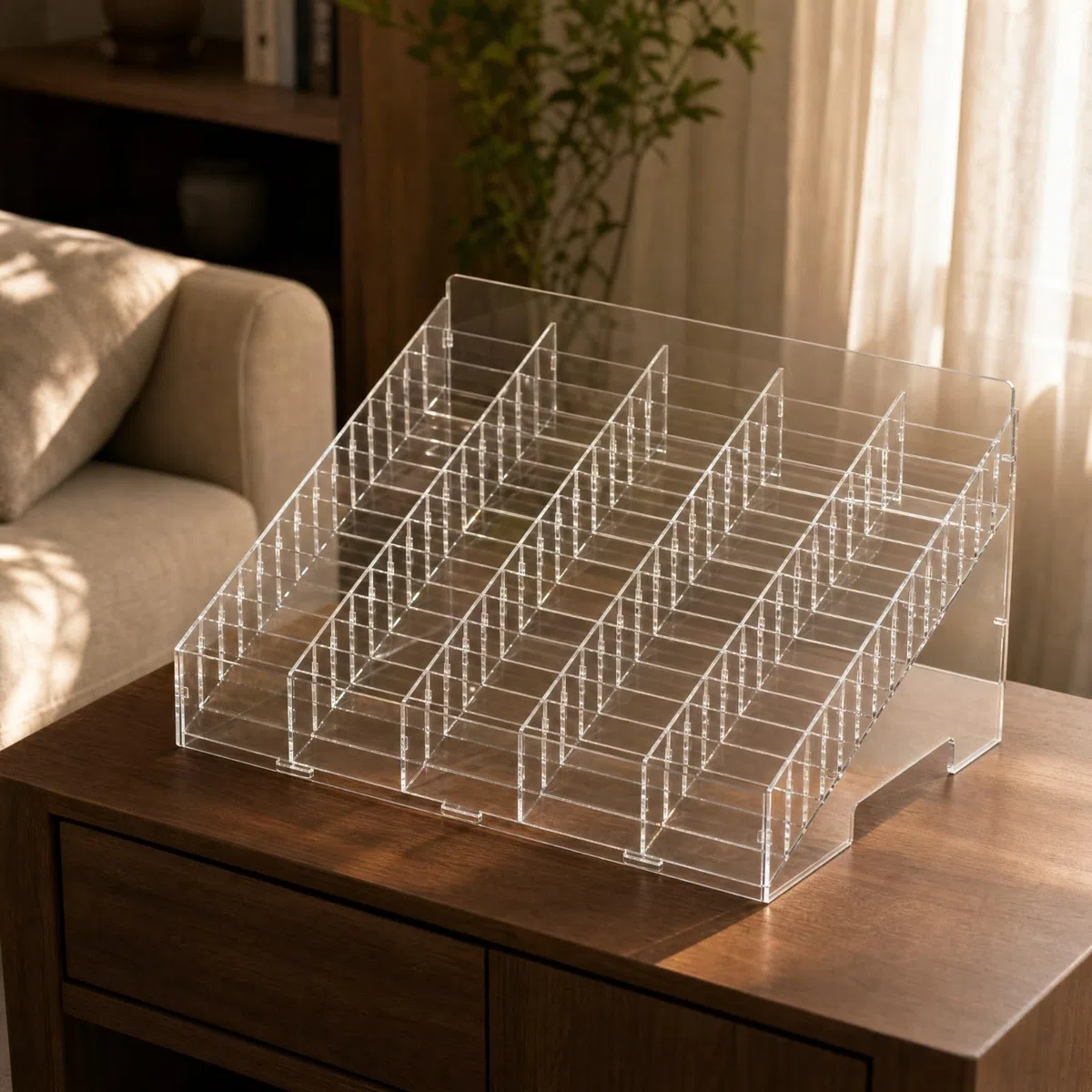 Organizador Escritorio Compartimentado Organizador Apilable con Compartimentos Caja Organizadora con Tapa para Oficina, 52x36x29cm, 75 Ranuras