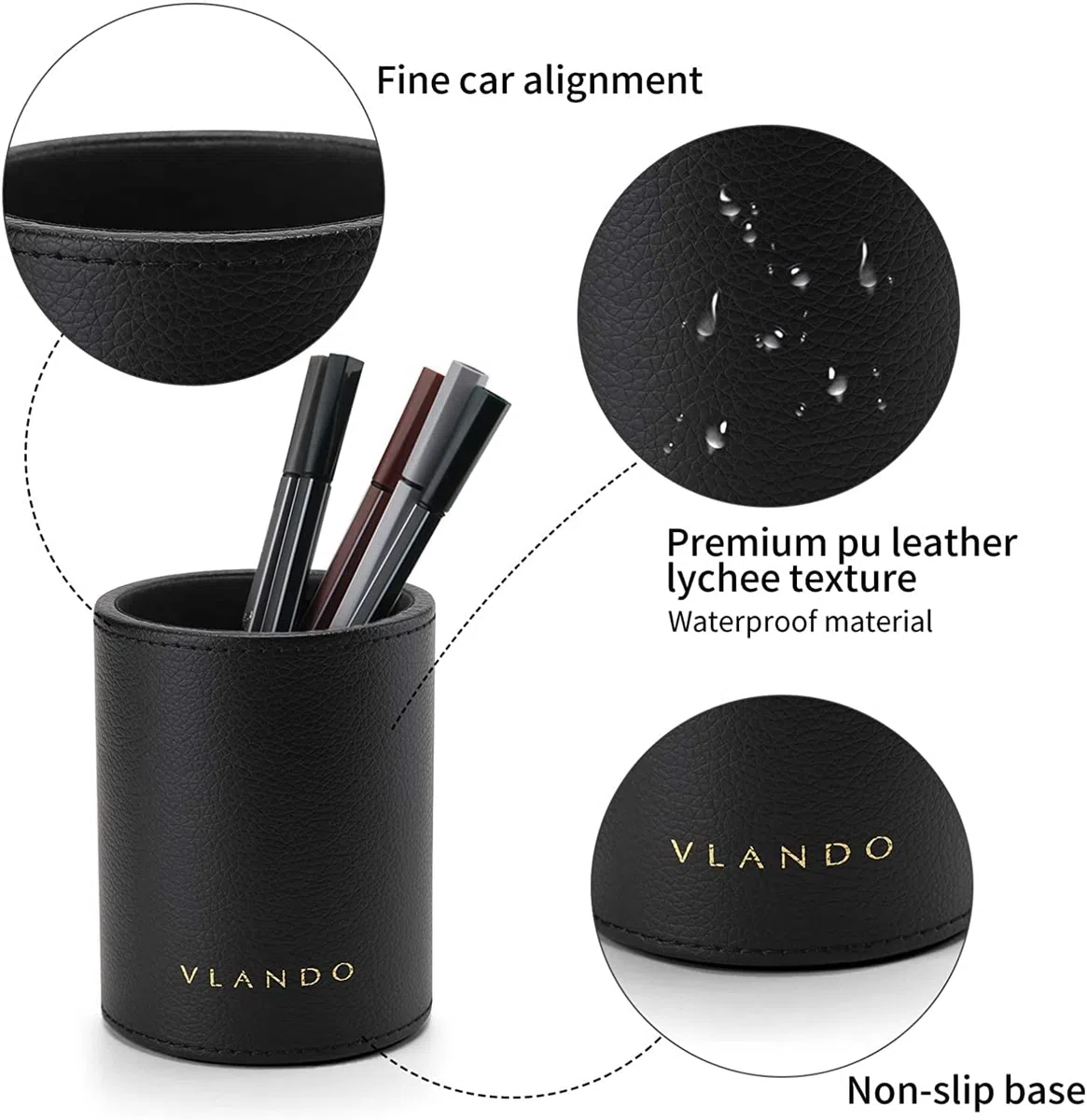 Vlando Organizador de Escritorio, Multifuncional Portalápices Caja de Almacenamiento in PU Cuero con Cajón para BolíGrafos, Tarjetas de Visita, Teléfono, para Hogar Oficina Escolares