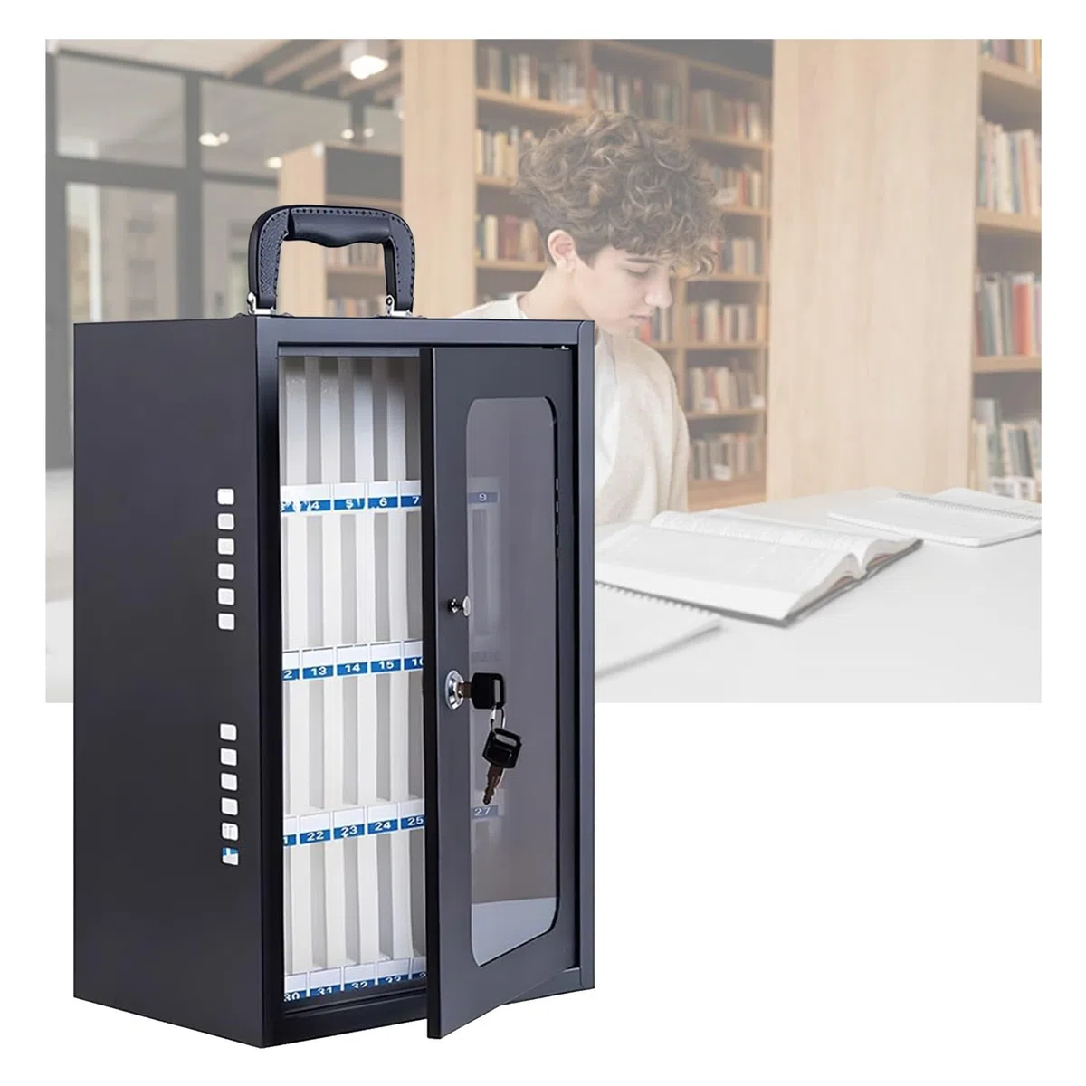 Casillero de Acero Inoxidable para teléfonos celulares, montado en la Pared, para aulas. Caja organizadora Segura con 36 Ranuras para Estudiantes y Profesores.