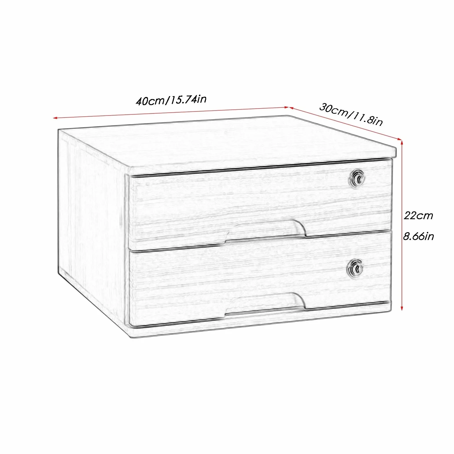 Archivador Plano: Caja De Almacenamiento De Madera Maciza, Caja De Almacenamiento De Escritorio De Madera Con Cajones Con Cerradura, Suministros De Oficina A4/organizador De Archivos De Recibos ( Colo