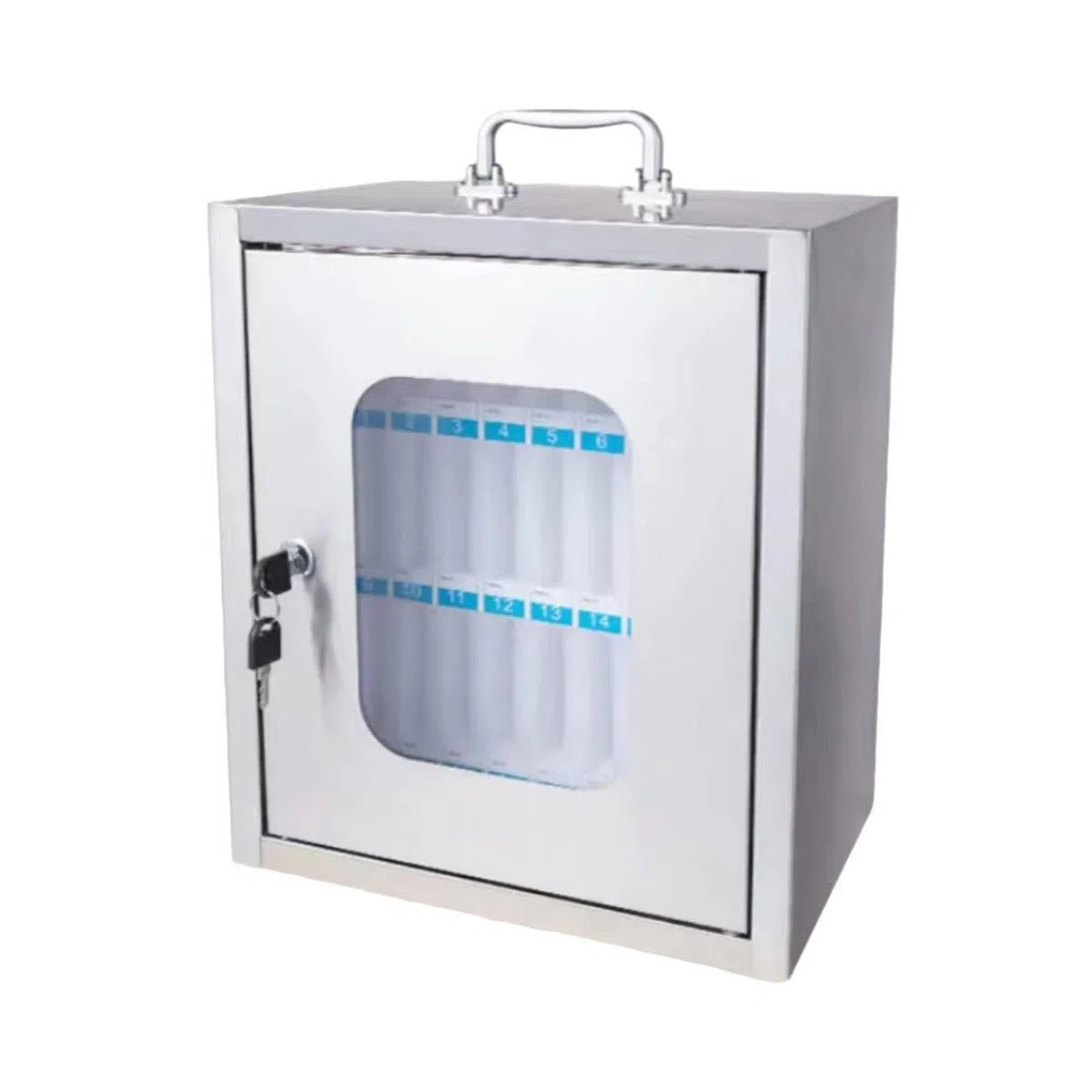 Armario para Guardar teléfonos móviles, Soporte de Pared/sobremesa, con Cerradura y manija de Seguridad, Puertas Transparentes para un fácil Acceso.