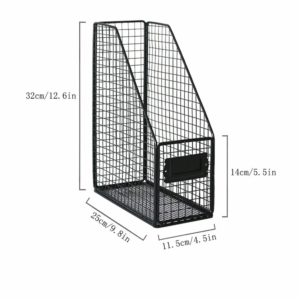Soporte de metal para carpetas de archivos, clasificador vertical de archivos, organizador de escritorio multifuncional para el hogar y la oficina