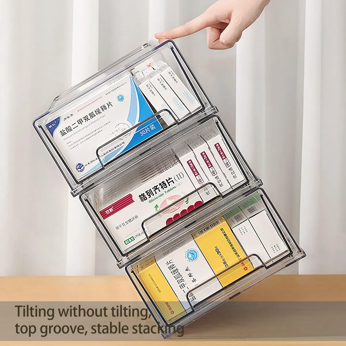 Paquete de 2 cajones organizadores apilables, caja de almacenamiento transparente para escritorio, cajón transparente para el hogar, oficina y cocina, contenedores organizadores extraíbles