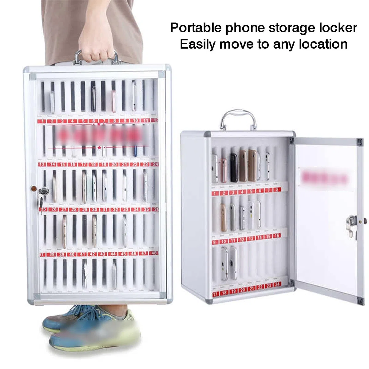 Cajas de Almacenamiento para teléfonos móviles con Cerradura, taquillas de Pared para restaurantes, Organizador de teléfonos móviles de aleación de Aluminio con Cerradura, para aulas, oficin