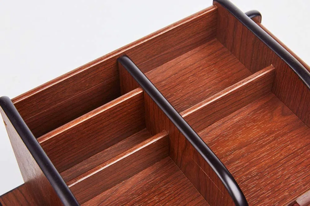 Organizador de escritorio de madera con organizador de escritorio multifuncional para oficina y escuela, 30 x 20 x 14 cm