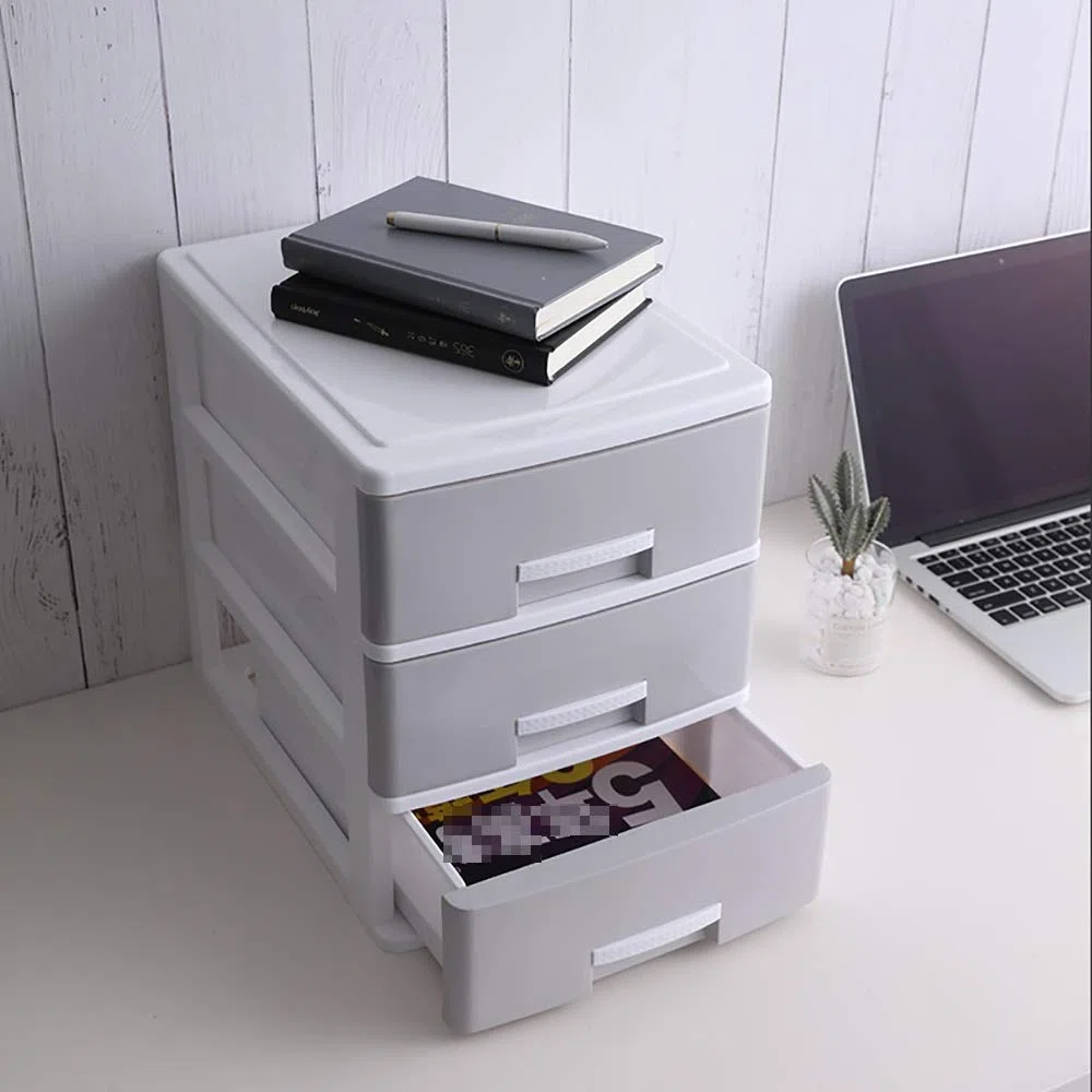 Bandeja organizadora de Escritorio, archivador, Caja organizadora de Escritorio para Suministros de Oficina con cajón para el hogar, la Oficina y la Escuela, Gris, 24 x 34 x 32 cm (17 x 24 x