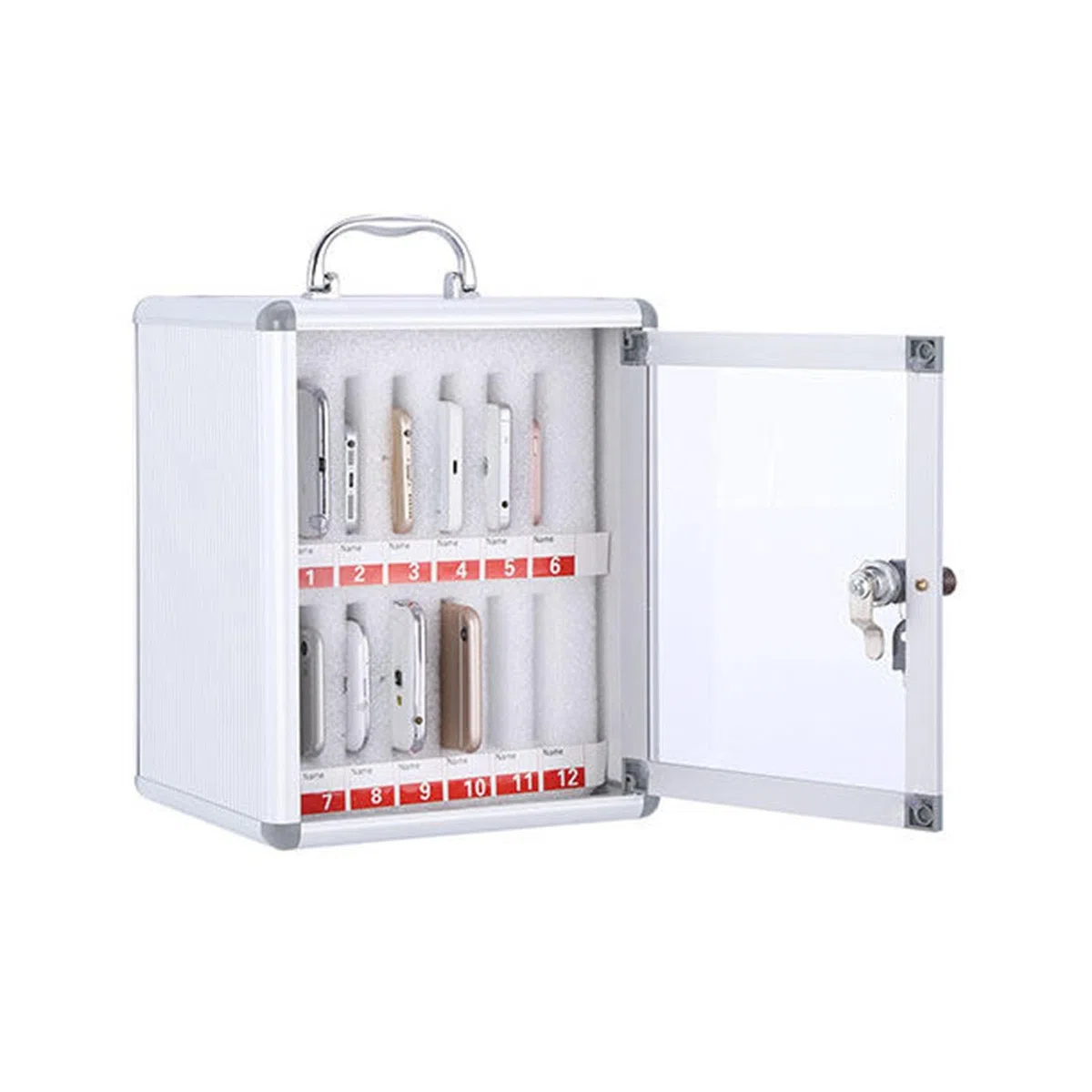 Cajas de Almacenamiento para teléfonos móviles con Cerradura, taquillas de Pared para restaurantes, Organizador de teléfonos móviles de aleación de Aluminio con Cerradura, para aulas, oficin